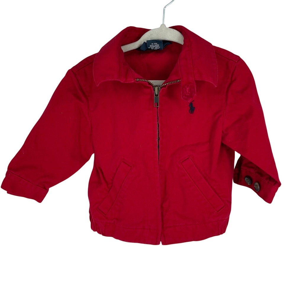 Polo Ralph Lauren Harrington Jacket Toddler 12M Red Cotton Zip Preppy Classic
